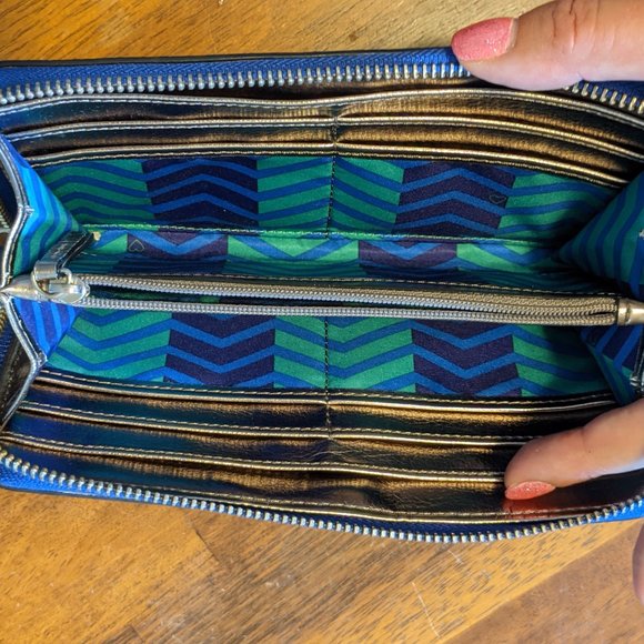 Rare Find - Mercer Zip Wallet - Blue Basket Weave - Picture 2 of 3